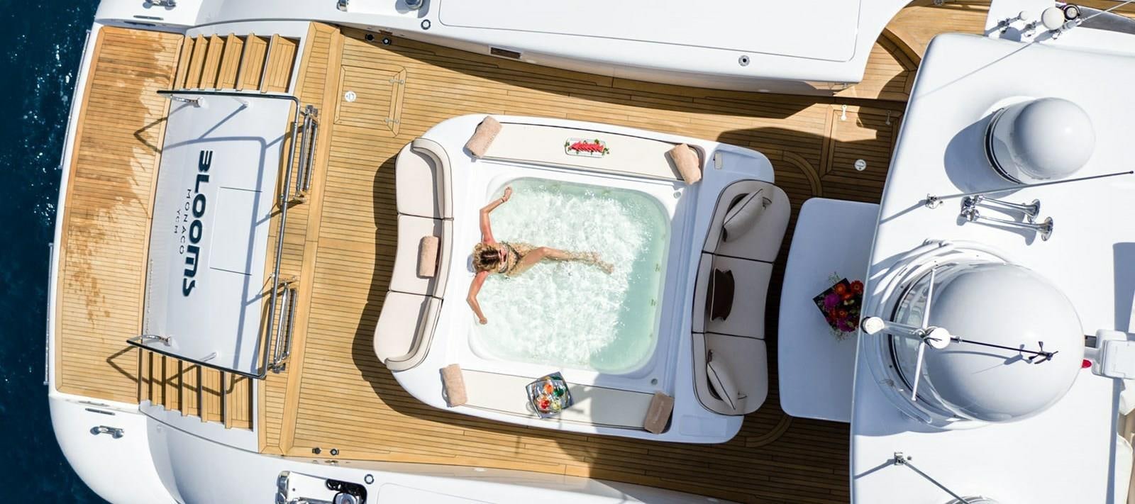 a white box with a picture of a person on it aboard BLOOMS Yacht for Sale