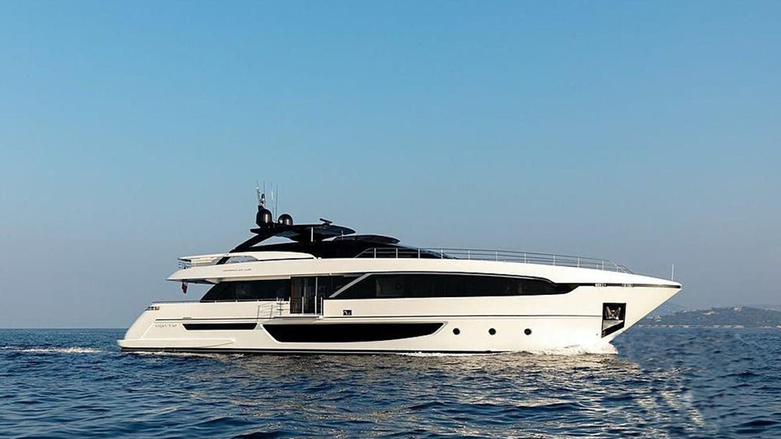 a white yacht in the water aboard RAPH SEVEN Yacht for Sale