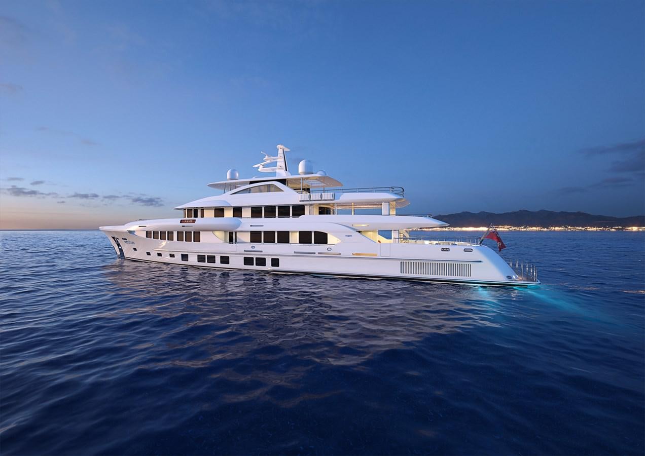 a large white boat in the water aboard BURGER 180 MOTOR YACHT Yacht for Sale