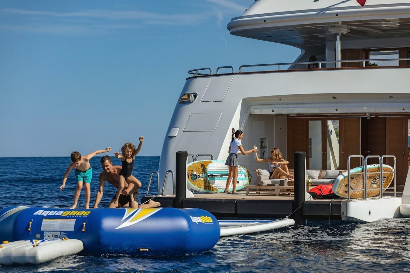 a group of people on a boat aboard SEANNA Yacht for Sale