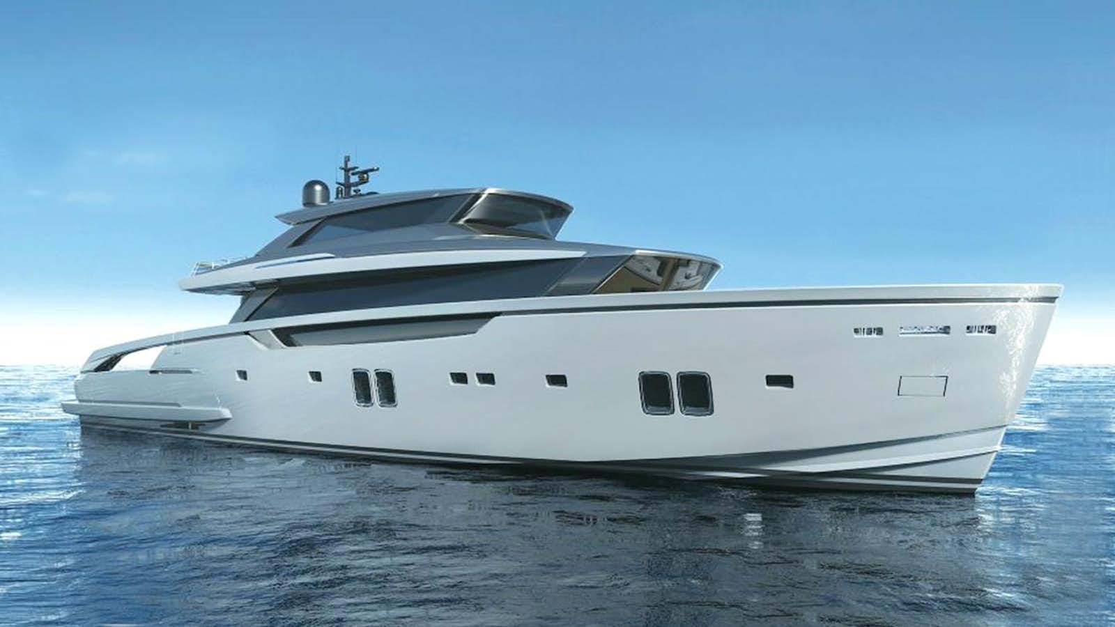 a white yacht in the water aboard 2024 SANLORENZO SX112 #120 Yacht for Sale