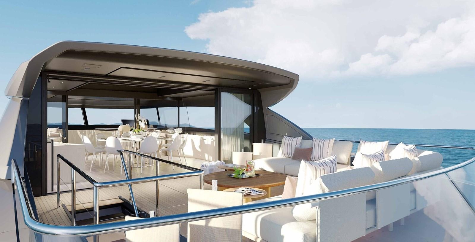 a large white lounge chair on a boat aboard SANLORENZO SX112/120 Yacht for Sale