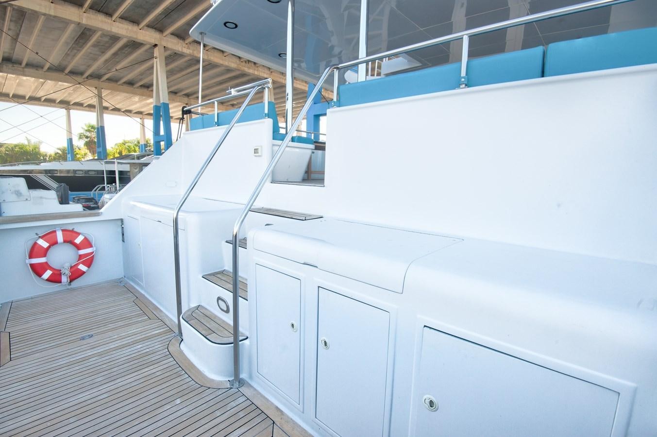 a white car on a road aboard DESLIZE Yacht for Sale