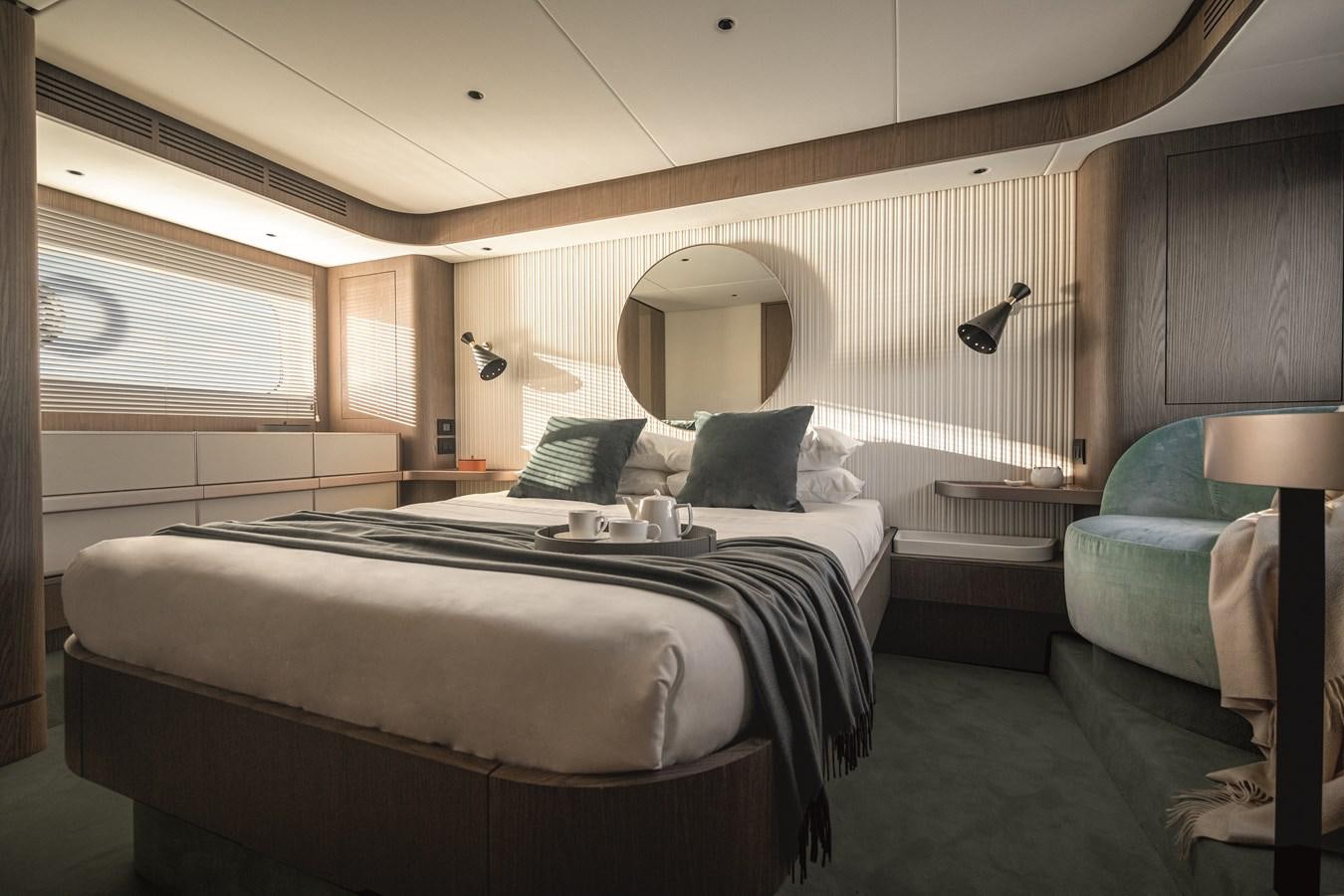 a room with two beds aboard 2023 MAGELLANO 66 Yacht for Sale