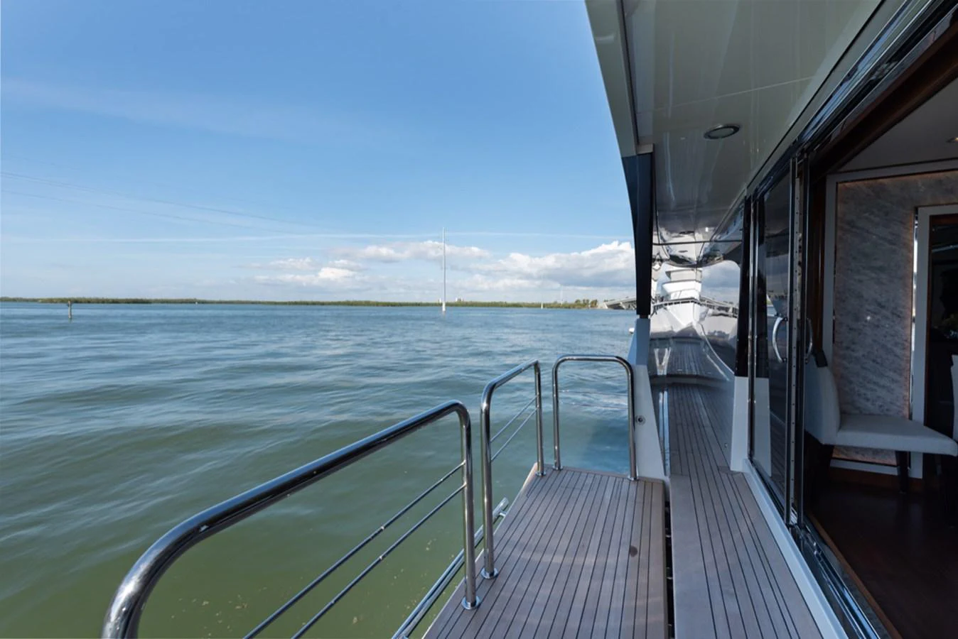 a boat on the water aboard EVERGLADE Yacht for Sale