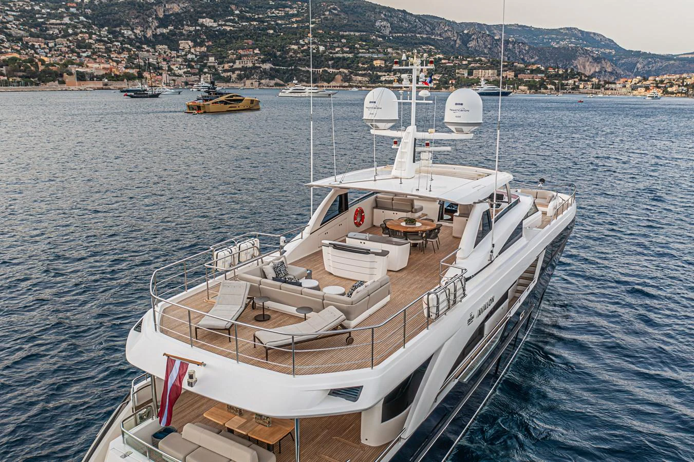 a boat in the water aboard AVALON Yacht for Sale