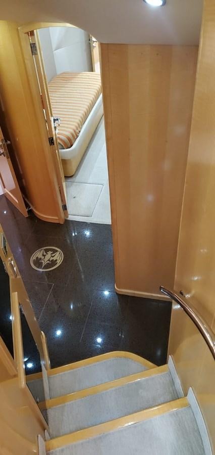 a bathroom with a glass shower aboard RUMBERA Yacht for Sale
