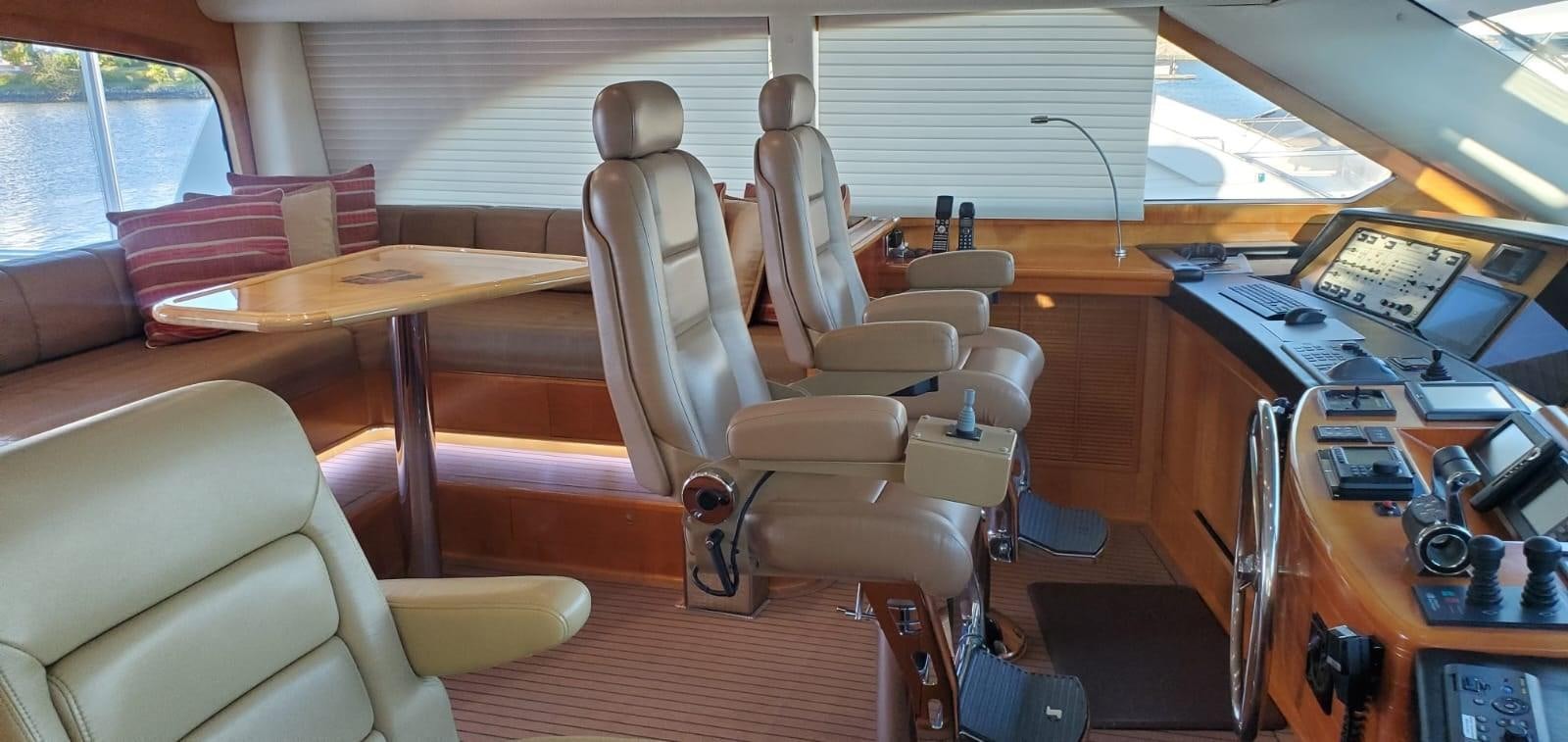 a room with a desk and chairs aboard RUMBERA Yacht for Sale