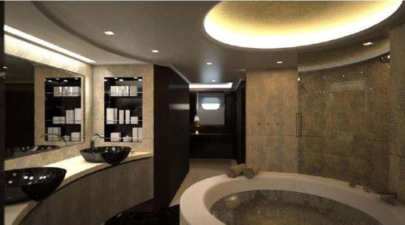 a bathroom with a large bathtub aboard PHEROUSA Yacht for Sale
