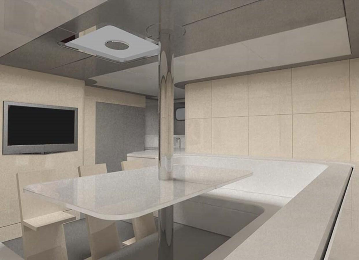 a room with a table and tv aboard PHEROUSA Yacht for Sale