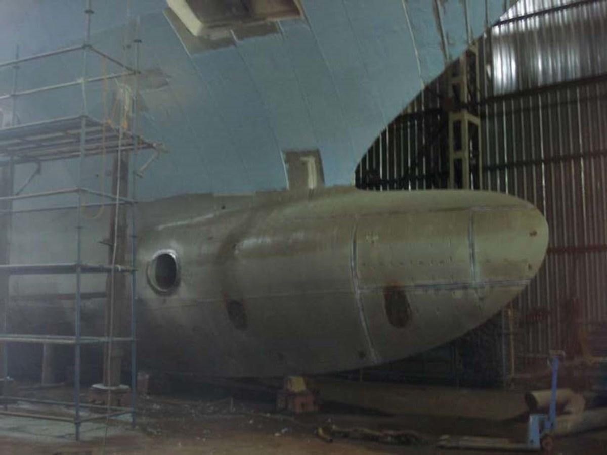 a large metal cylinder aboard PHEROUSA Yacht for Sale