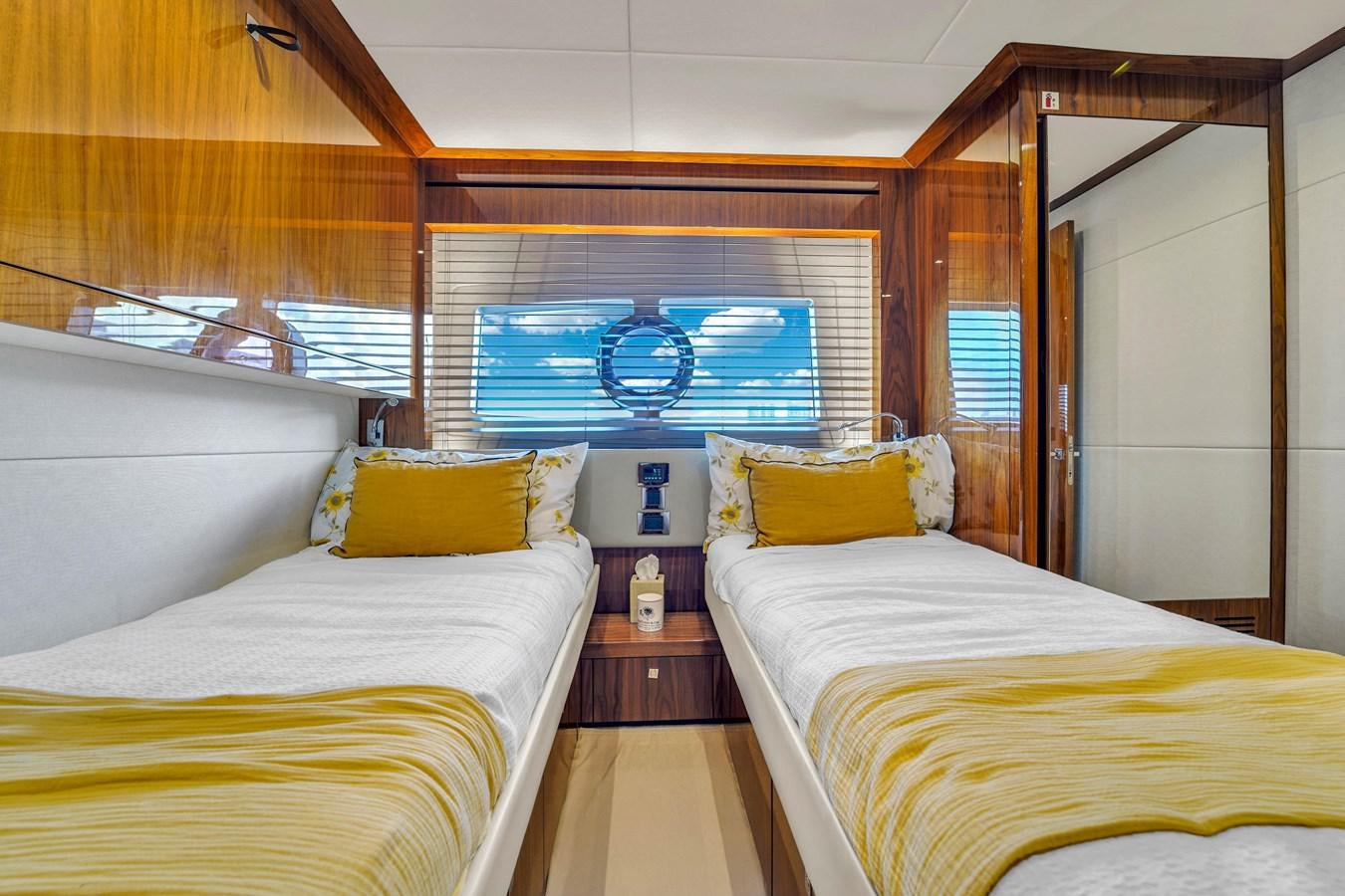 a room with two beds aboard 92' SUNSEEKER 2016 Yacht for Sale