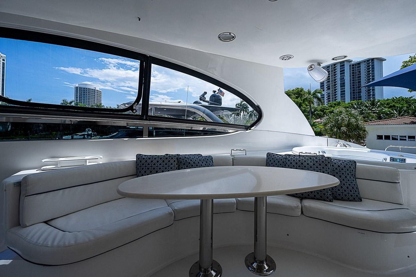 a table and chairs in a room aboard FINALLY Yacht for Sale
