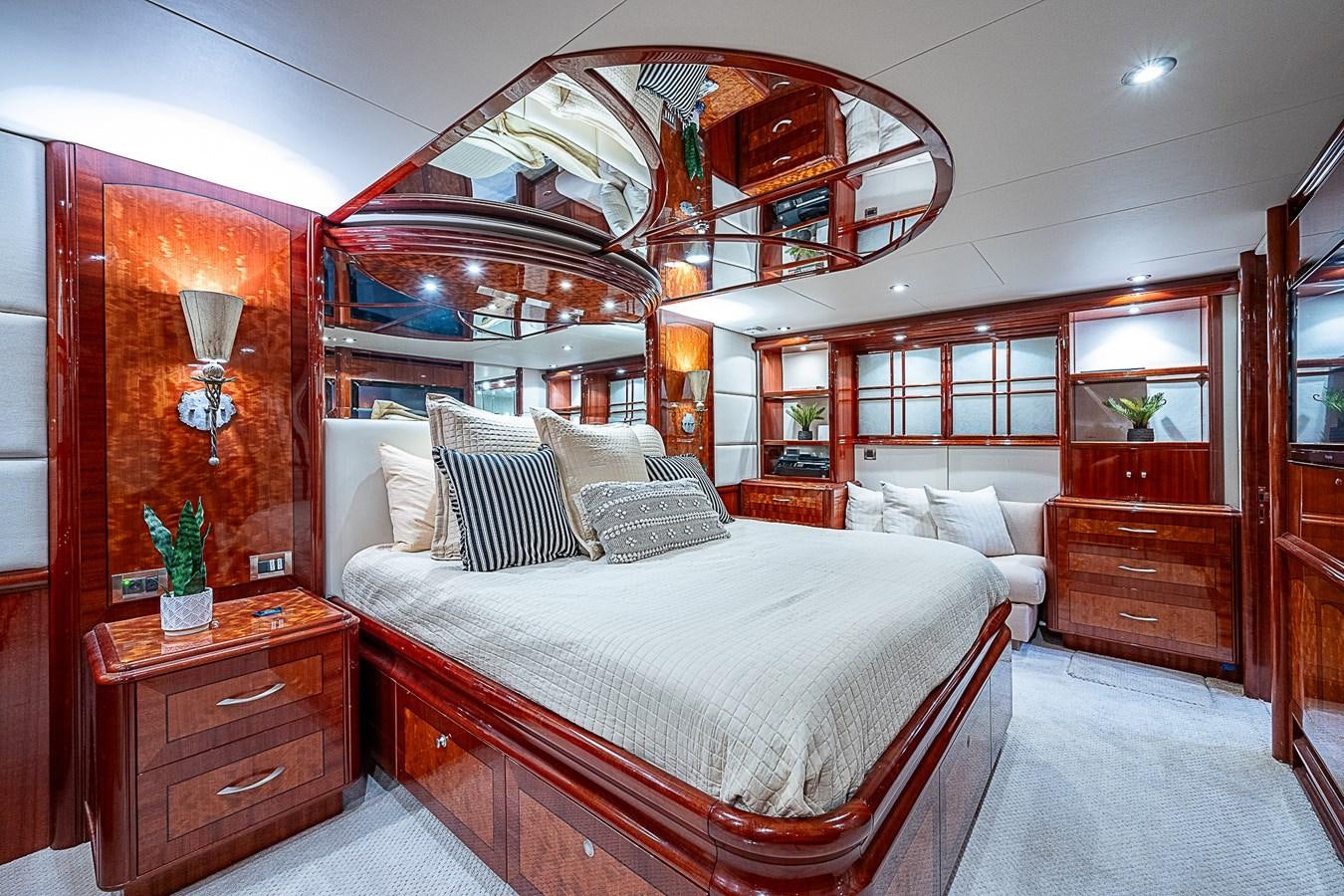 a large bedroom with a large bed aboard FINALLY Yacht for Sale