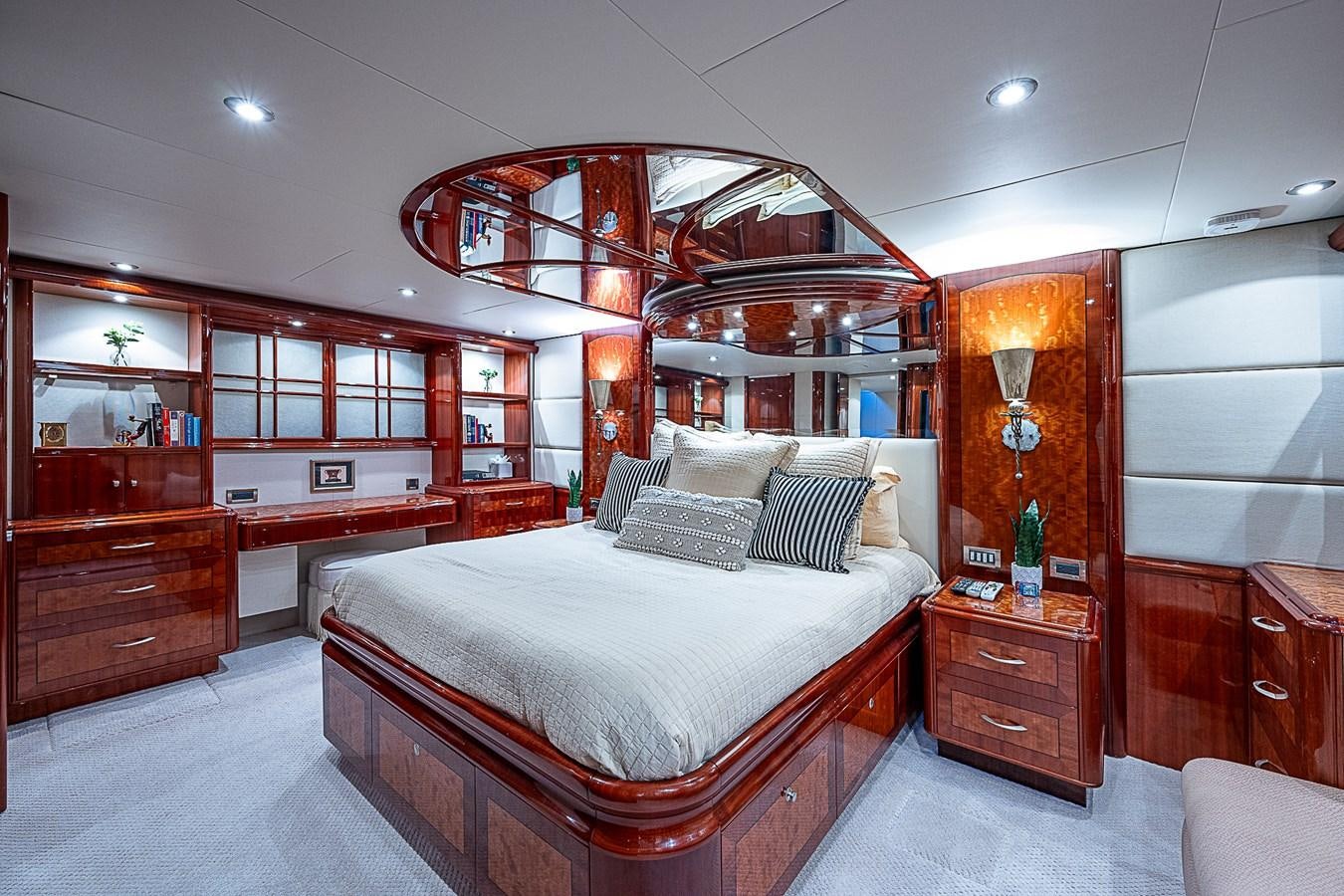 a bedroom with a large bed aboard FINALLY Yacht for Sale