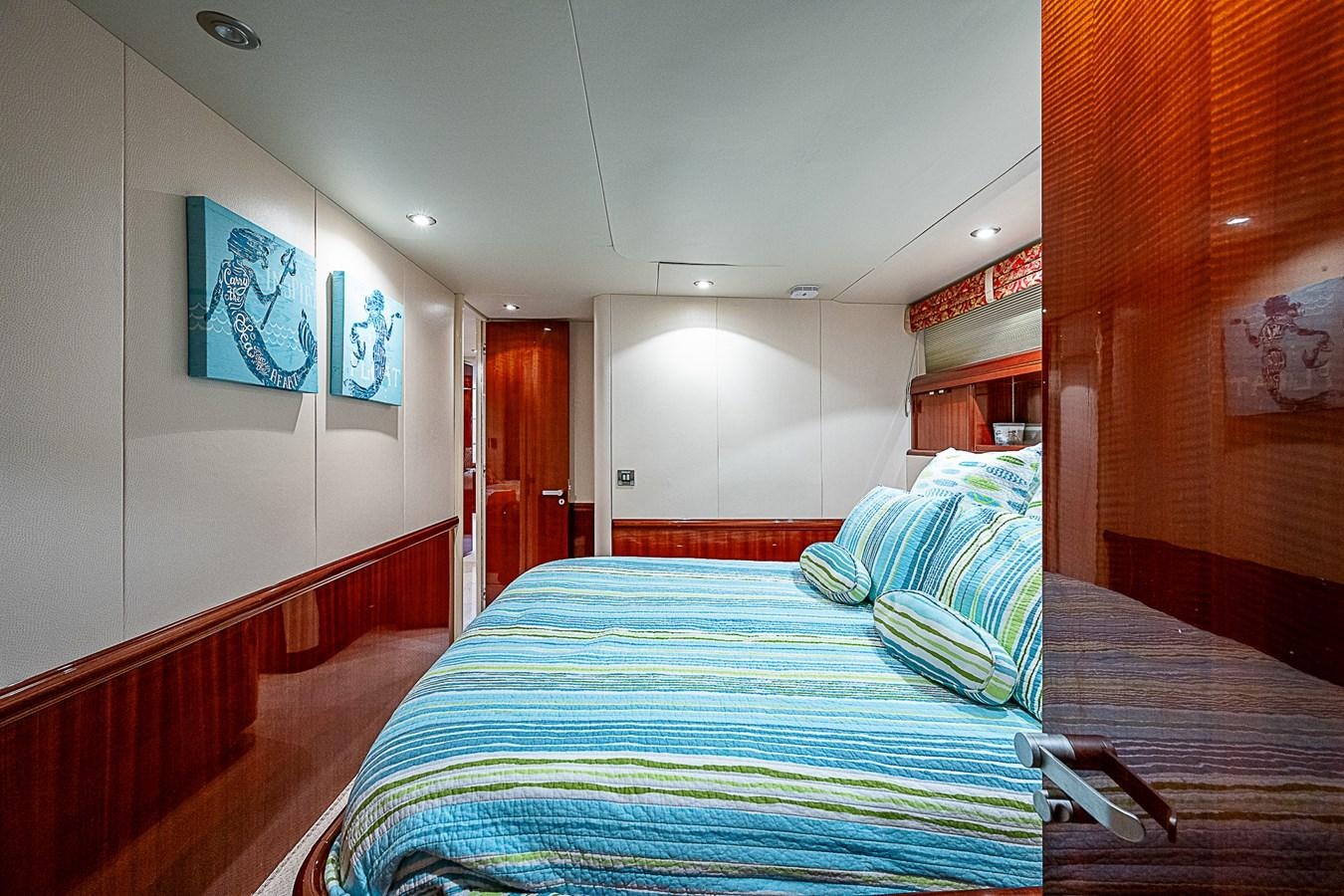 a bed in a room aboard FINALLY Yacht for Sale