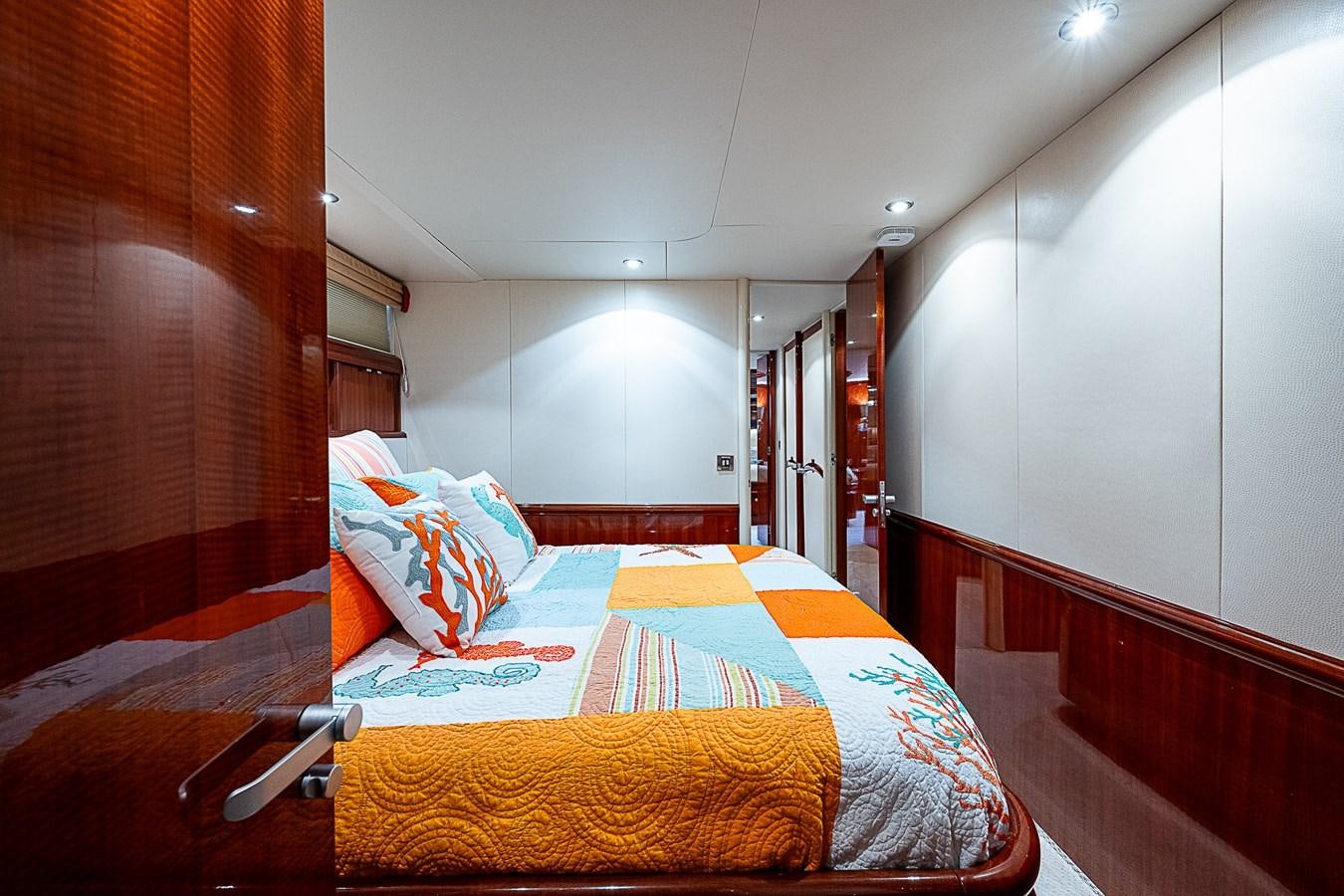 a bed in a room aboard FINALLY Yacht for Sale