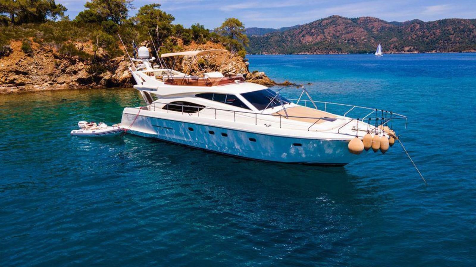 a boat in the water aboard FERRETTI 760 Yacht for Sale