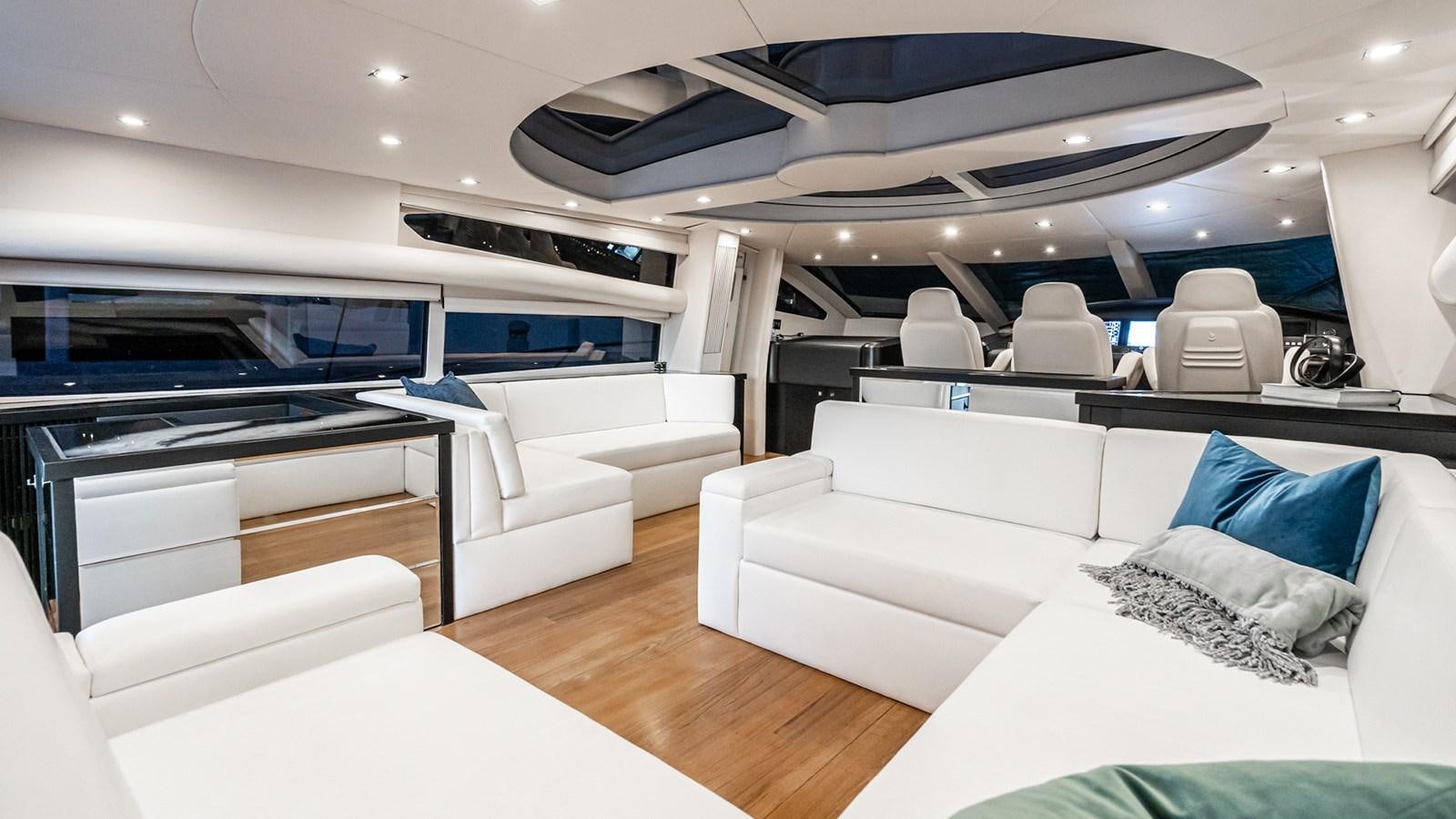 a modern looking living room aboard NORMA JEAN Yacht for Sale