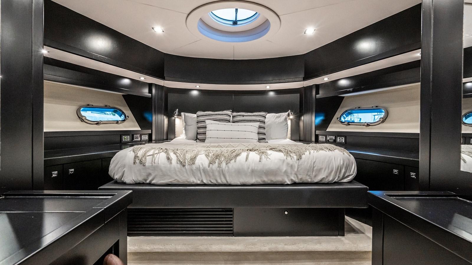 a bed in a room aboard NORMA JEAN Yacht for Sale