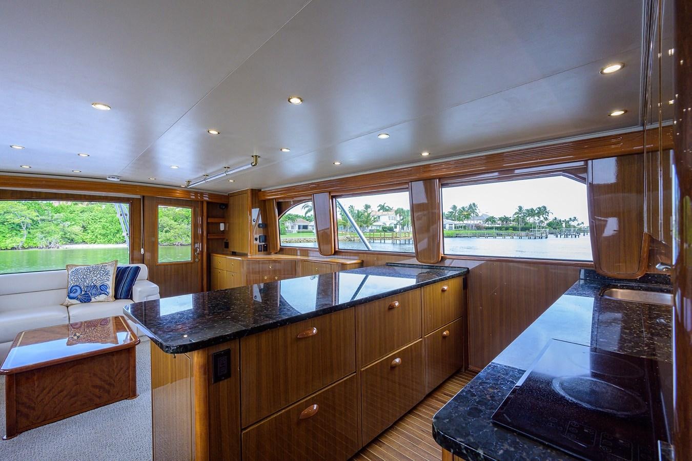 a kitchen with a large island aboard 68 CONVERTIBLE Yacht for Sale