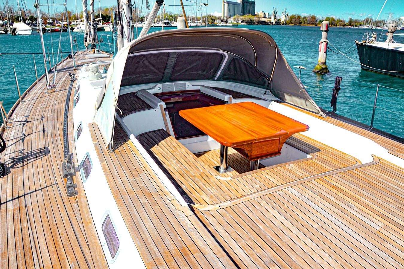 a boat on a dock aboard DESIRADE III Yacht for Sale