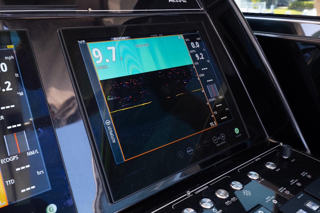 a screen on a car aboard REGENCY Yacht for Sale