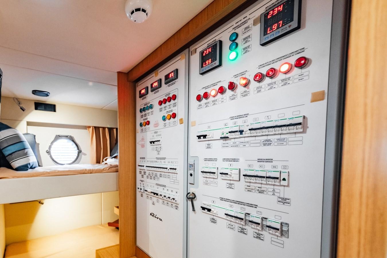 a white board with red buttons aboard REGENCY Yacht for Sale