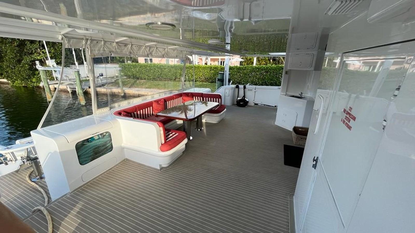 a large white tent with a red mat on it aboard PEGASUS IX Yacht for Sale