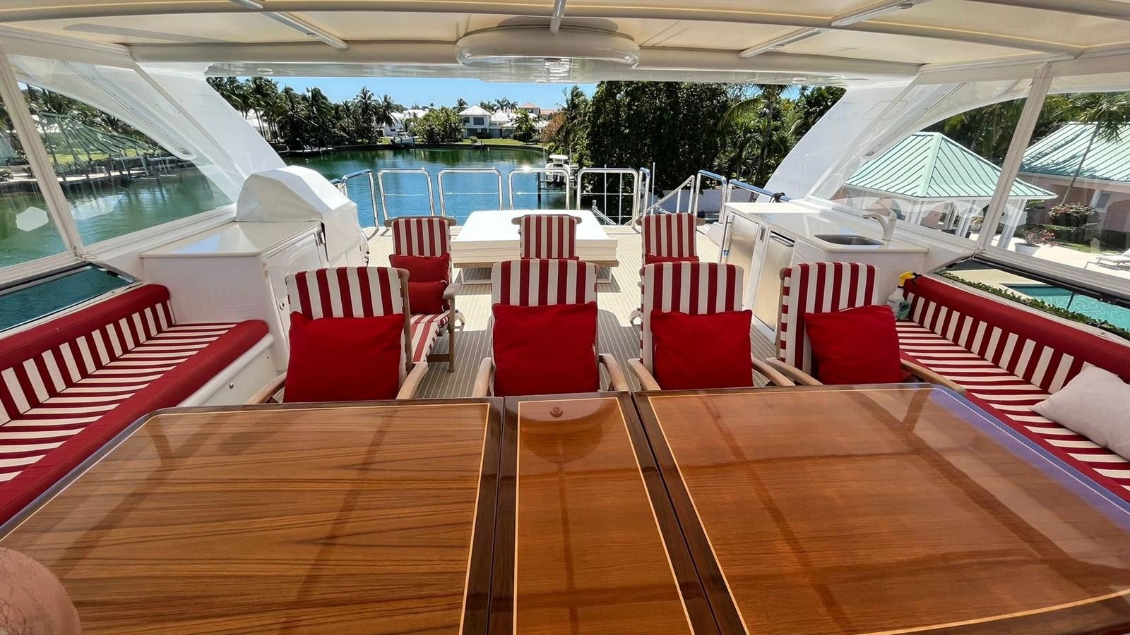 a boat with red seats aboard PEGASUS IX Yacht for Sale