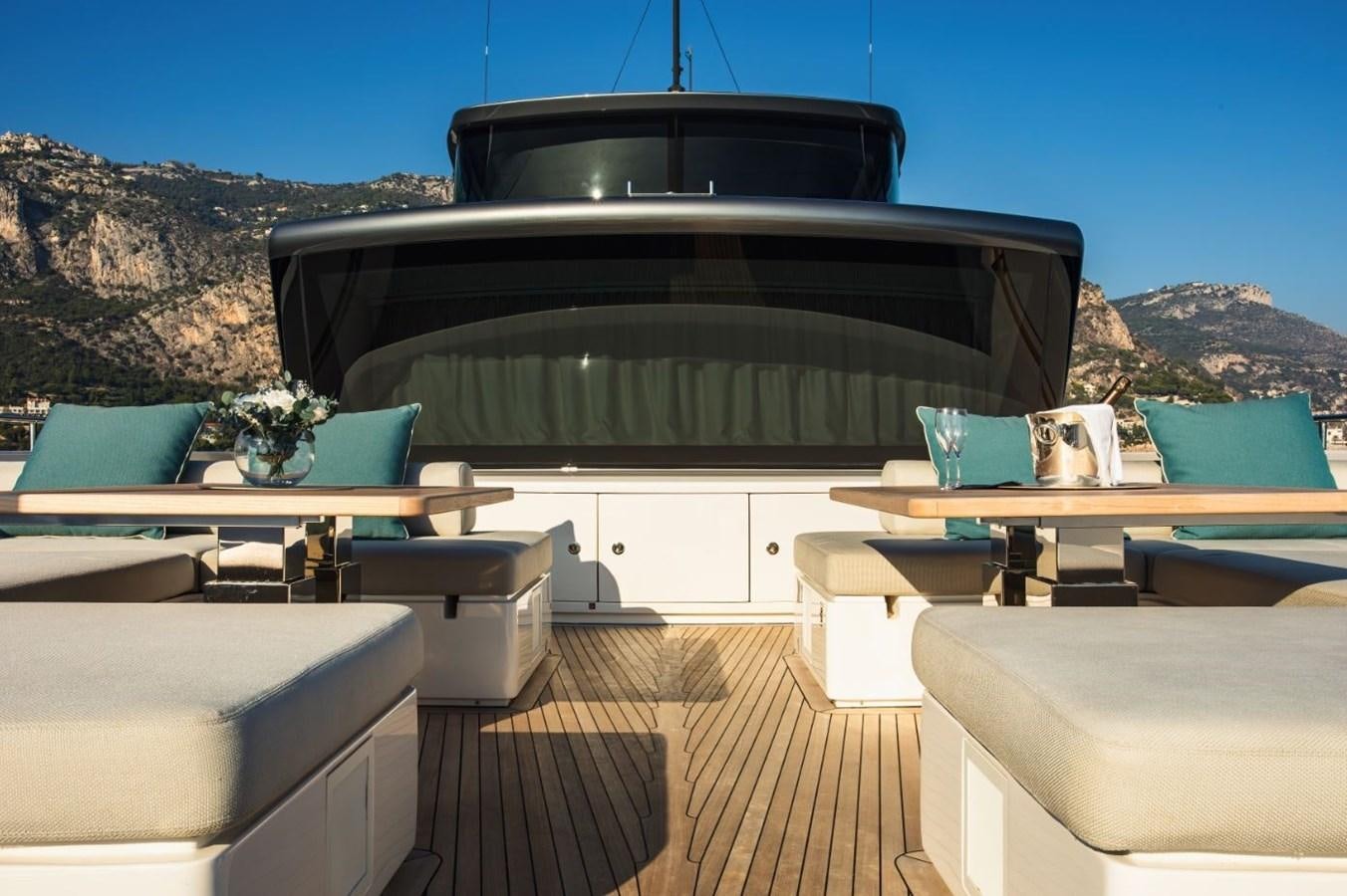 a modern house with a large black and white roof aboard STRADIVARIUS Yacht for Sale
