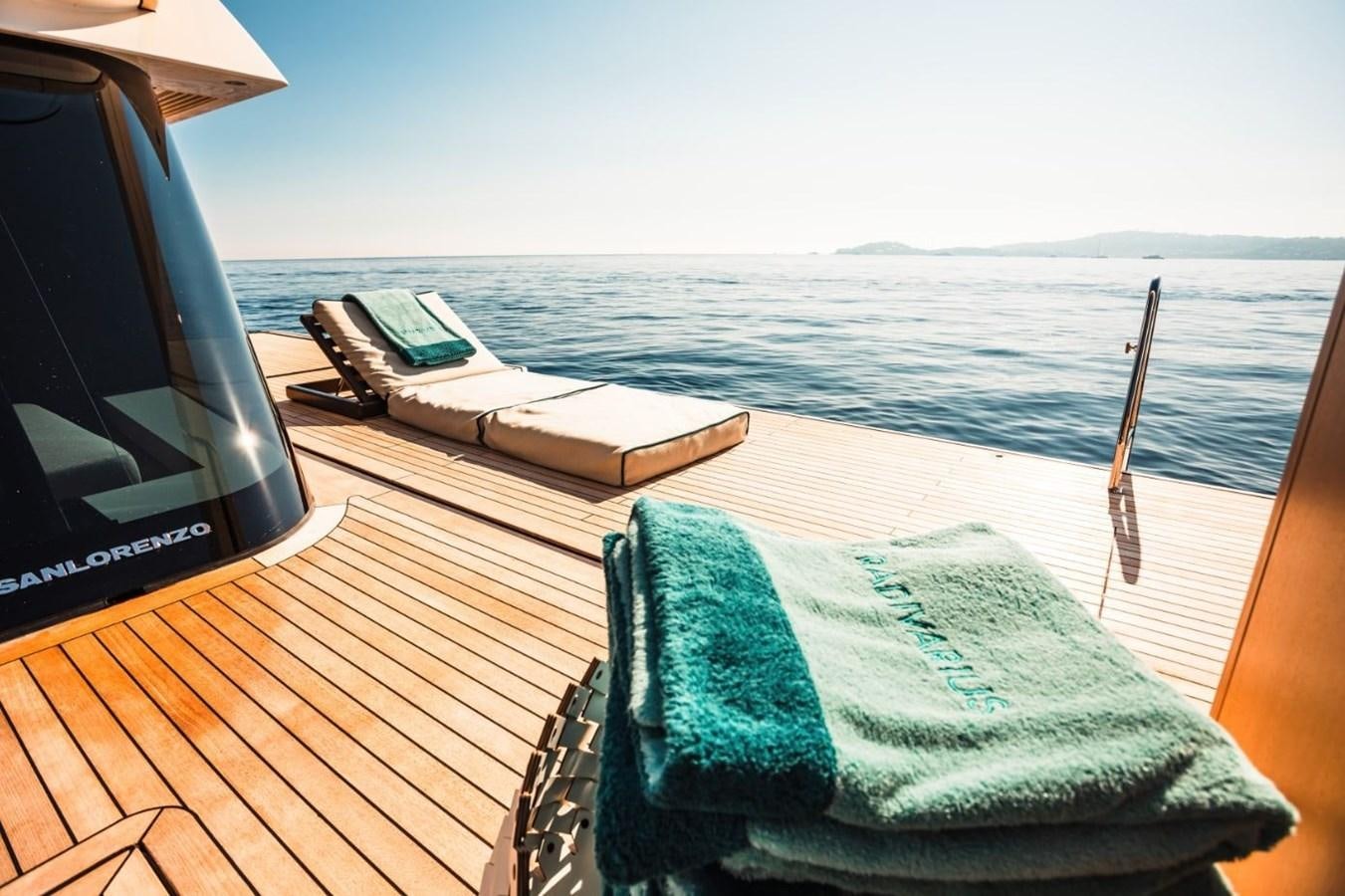 a boat on a deck aboard STRADIVARIUS Yacht for Sale