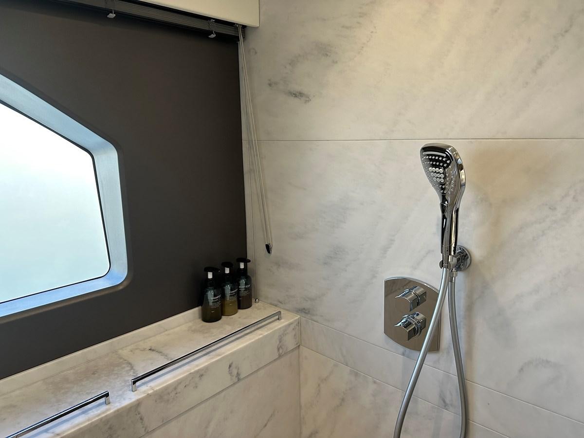 a shower with a pipe aboard K NUK Yacht for Sale