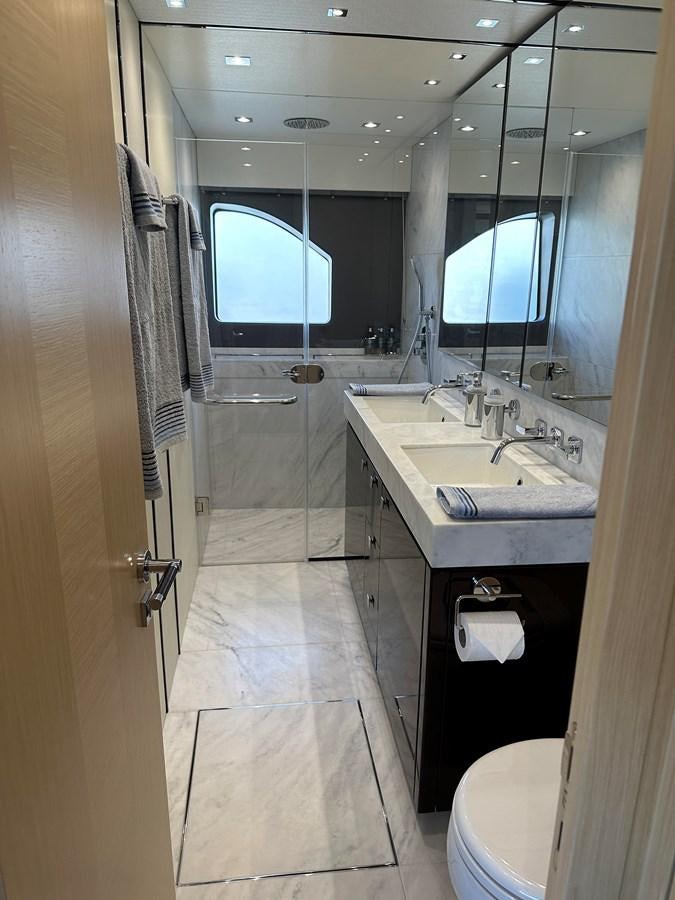 a bathroom with a sink and a toilet aboard K NUK Yacht for Sale