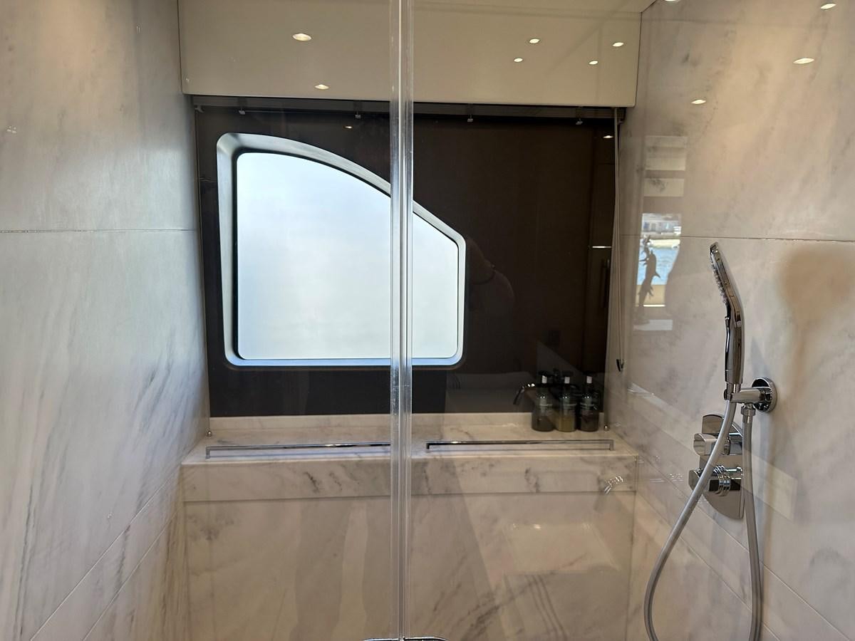 a shower unit in a bathroom aboard K NUK Yacht for Sale