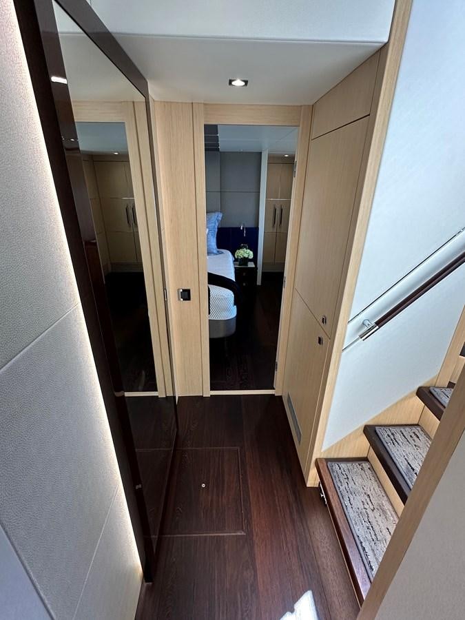 a hallway with a wood floor aboard K NUK Yacht for Sale