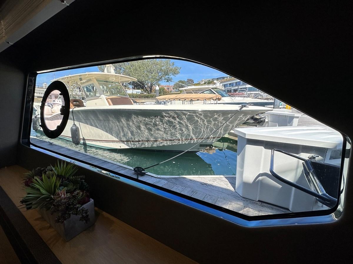 a view of a boat from a window aboard K NUK Yacht for Sale