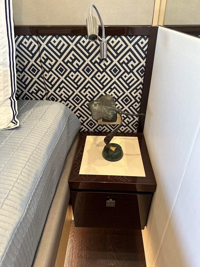 a small lamp on a table aboard K NUK Yacht for Sale