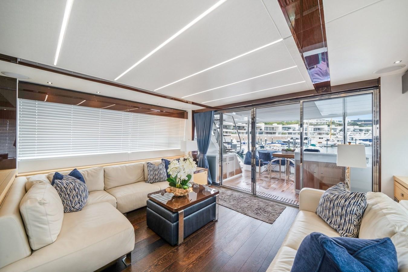 a living room with a large window aboard K NUK Yacht for Sale