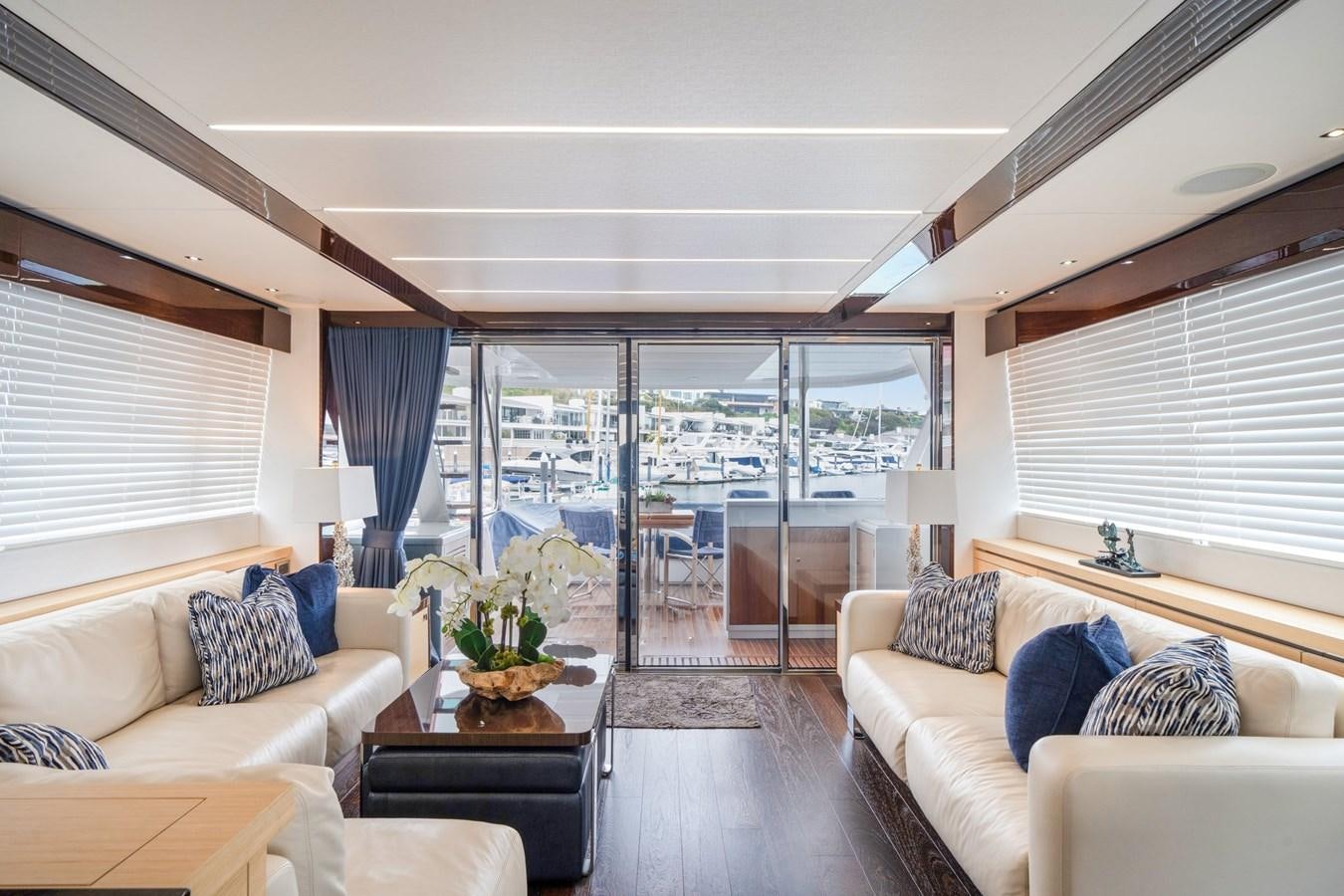 a living room with a large window aboard K NUK Yacht for Sale