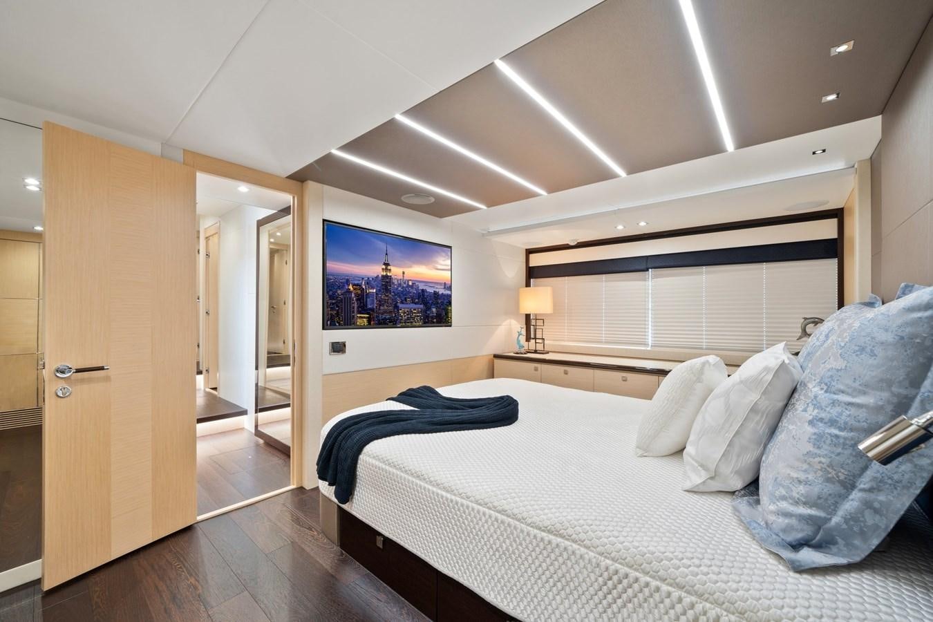 a bed in a room aboard K NUK Yacht for Sale