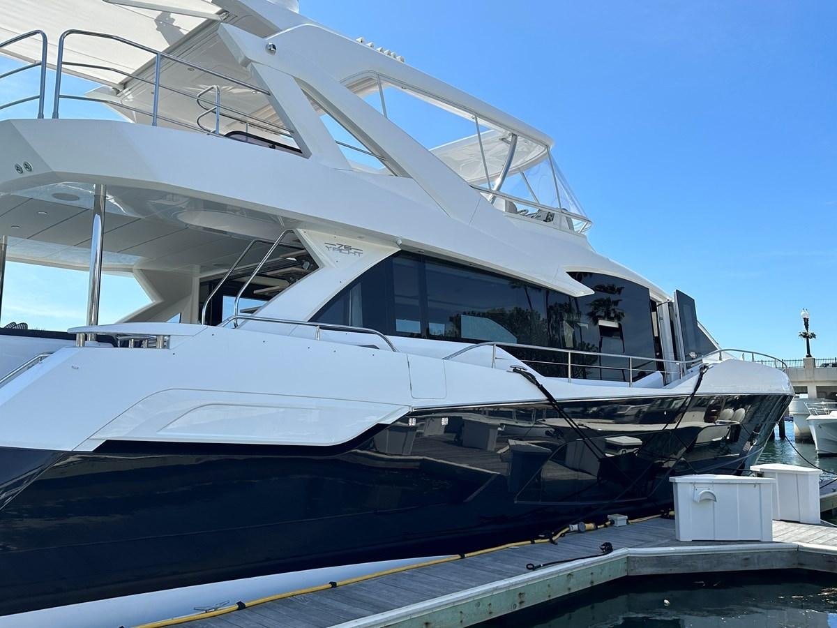 a large yacht docked aboard K NUK Yacht for Sale