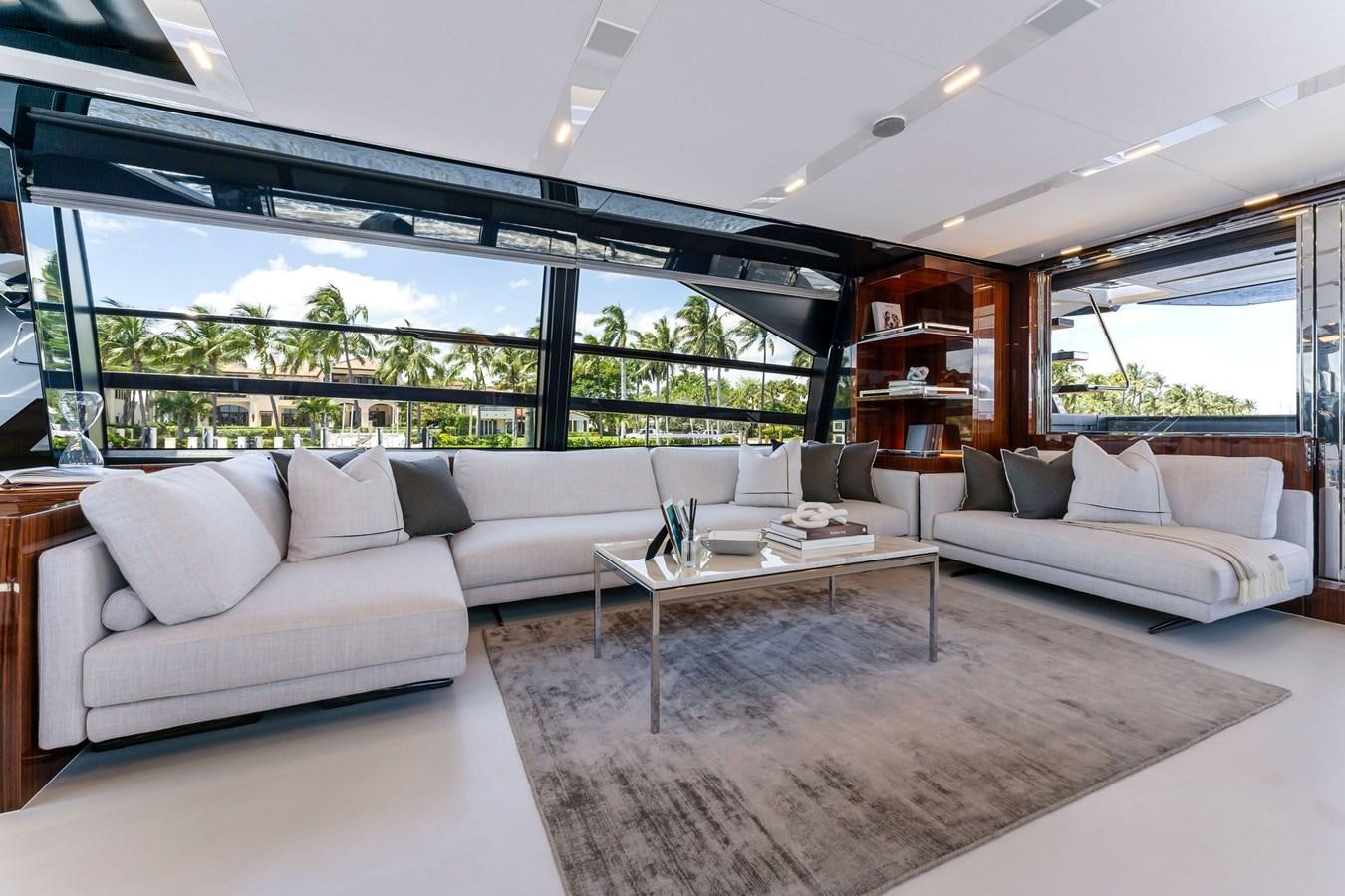 a living room with a large window aboard PERRI BEACH Yacht for Sale