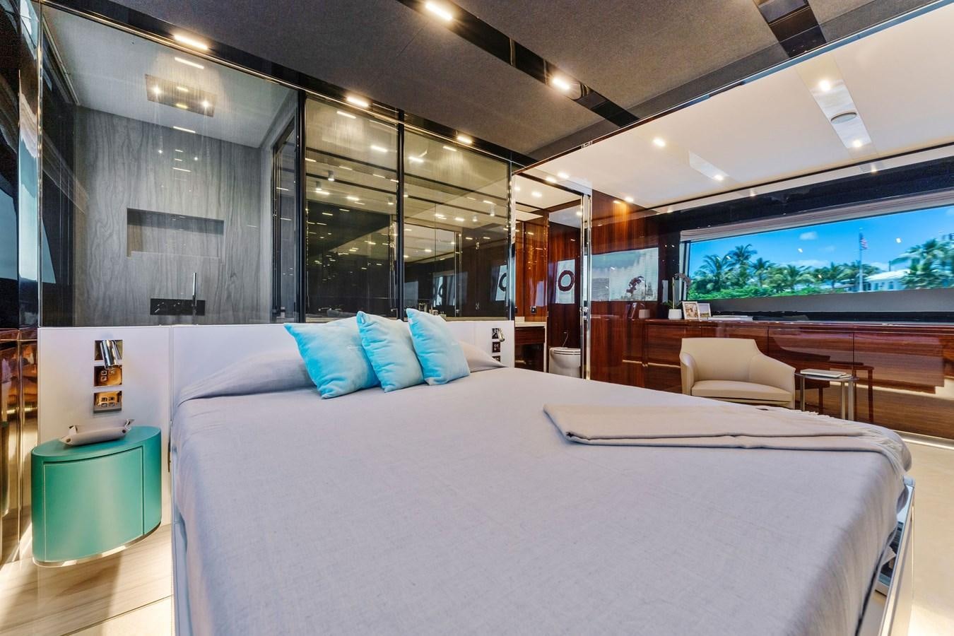a large bed in a room aboard PERRI BEACH Yacht for Sale