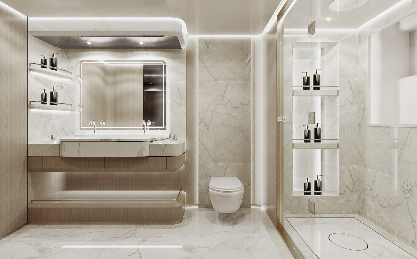 a bathroom with a sink and toilet aboard VIRTUS XP HULL 02 Yacht for Sale