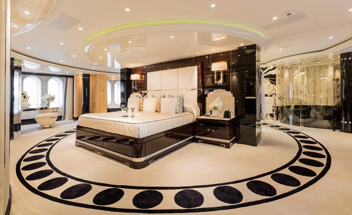 a large kitchen with a large island aboard PHOENIX 2 Yacht for Sale