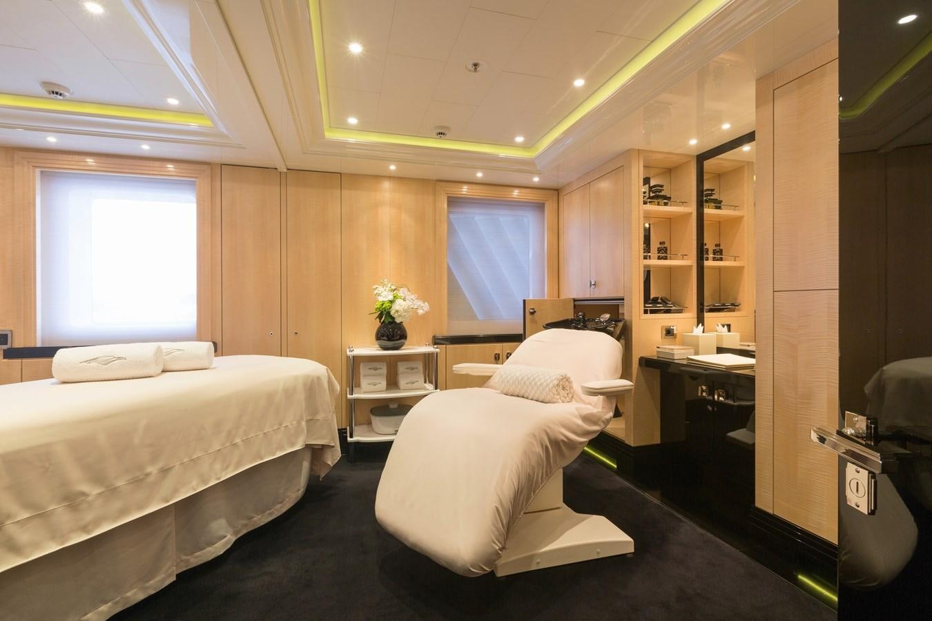 a room with two beds aboard PHOENIX 2 Yacht for Sale