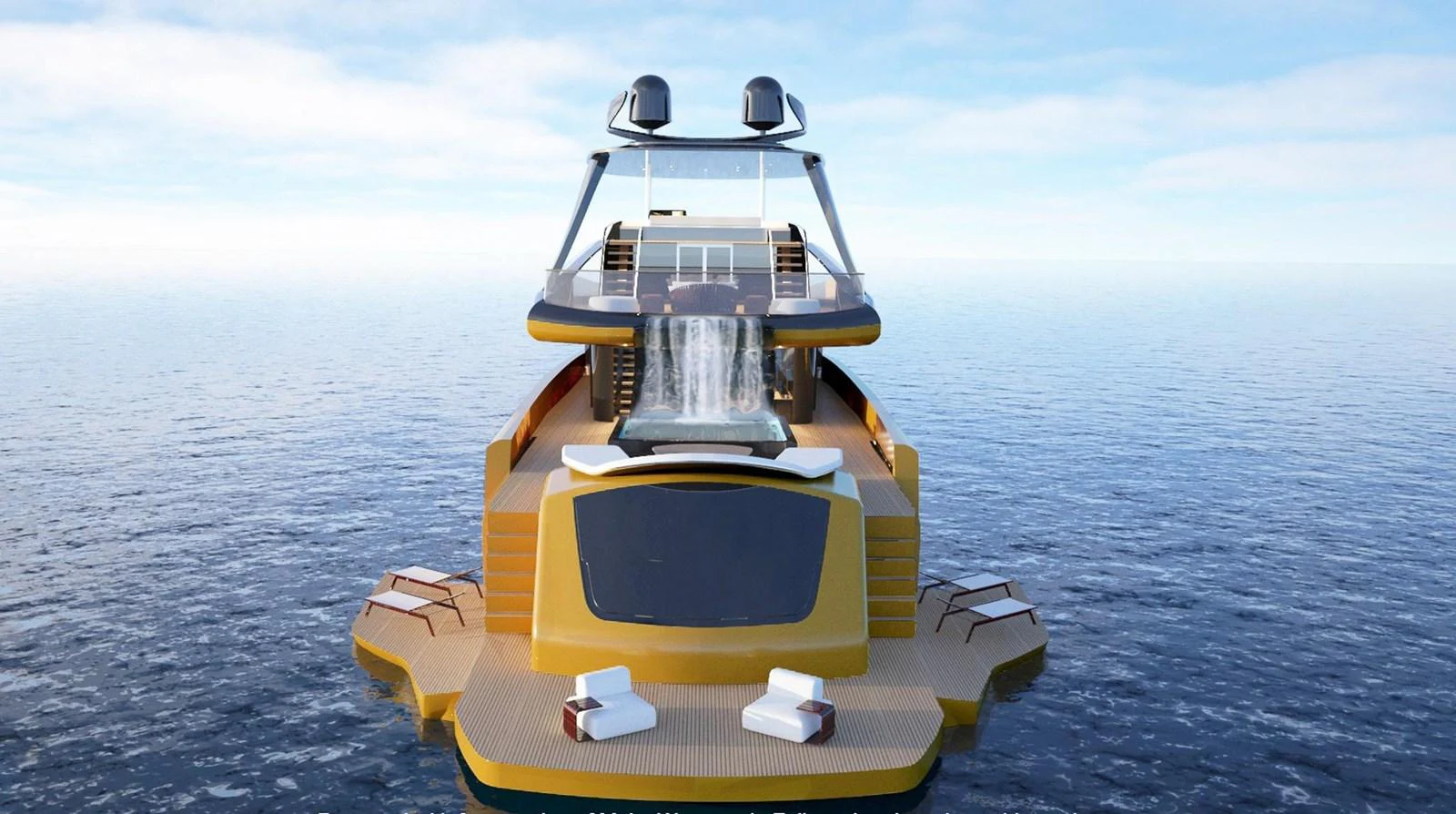 a yellow and black boat in the water aboard CUSTOM Yacht for Sale