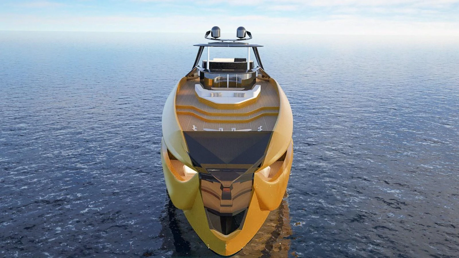 a yellow boat in the water aboard CUSTOM Yacht for Sale