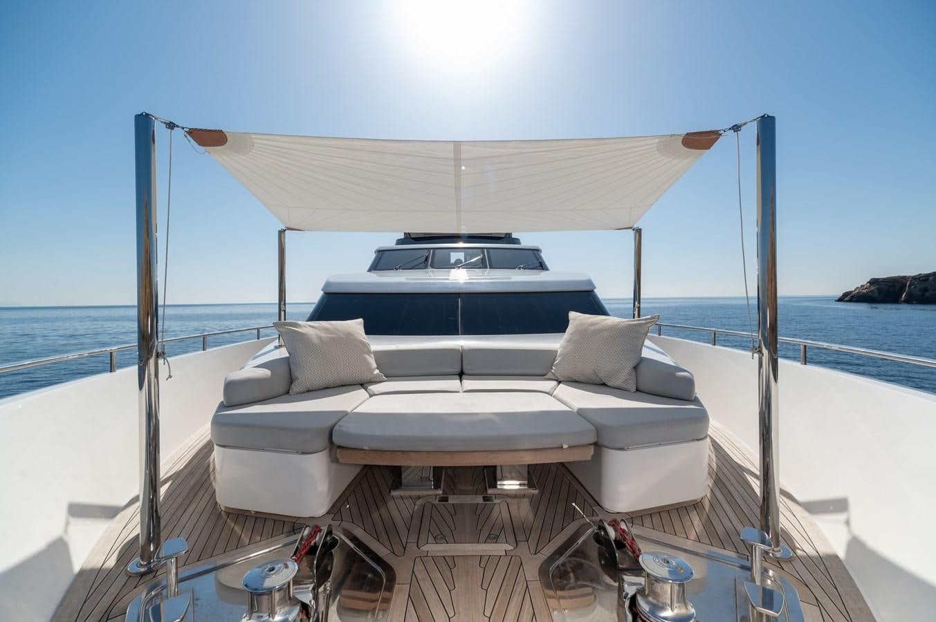 a white luxury yacht on a boat aboard VITTORIA I Yacht for Sale